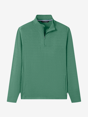 Heather Brushed Rib Knit Quarter Zip with 2 Pockets