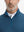 Close-up of collar area on jacquard quarter zip pullover in navy/blue, highlighting refined jacquard detail.