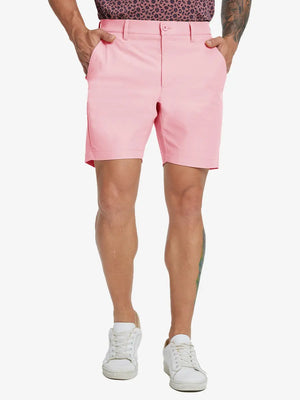 Front lower-body view of model wearing PINK Water Resistant Versatile 8 Pockets Shorts.