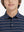 Close-up of collar on trendy boys stripe polo shirts, neat stitching with navy stripe accent