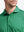 Collar detail of Long sleeve pinstripe jersey polo with clean trim in green stripe