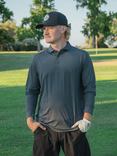 MAELREG Long Sleeve Pinstripe Jersey Polo, Black Stripe (Standing Customer Photos)