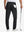Back view of lightweight flat front casual trousers, showing structure and fit in black.
