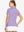 Back-side half-body shot of model in LILAC Women's Performance Solid Polo, looking over shoulder