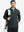 Model wearing dark grey lightweight casual fleece jacket with 5 pockets, hand in pocket, tennis bag