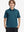 Front half-body shot of youth in turquoise stripe performance cooling polo, highlighting design and fit