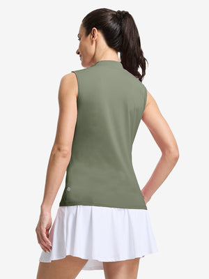 Women's Moisture-Wicking Mock Neck Sleeveless Golf Tops