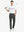 Full front view of model in Water Repellent 8 Pockets Pants DARK GREY，ready for golf with club in hand.