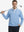 Model holding a golf club wearing jacquard quarter zip pullover in blue/white, sporty and elegant look.
