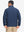 Back view of lightweight water-resistant outerwear jacket on model, showing blue indigo design