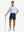 Full-body shot of model holding golf club, styled with Navy Quick Dry Casual Shorts.