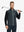 showcasing the dark grey windproof golf vest, holding a golf club, highlighting its modern design and zippered pockets.