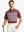 Model holding golf club in BURGUNDY Chest Print Polo Shirts