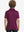 Back half-body view of youth wearing maroon stripe performance cooling polo, showing rear design