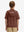 Back waist-up shot of model wearing coffee brown water-resistant short sleeve q-zip hoodie for boys