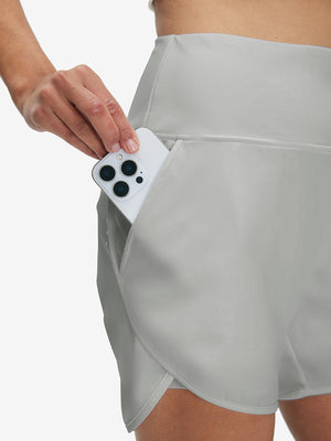 Pantalones cortos de secado rápido 2 en 1 de talle alto para mujer con 7 bolsillos