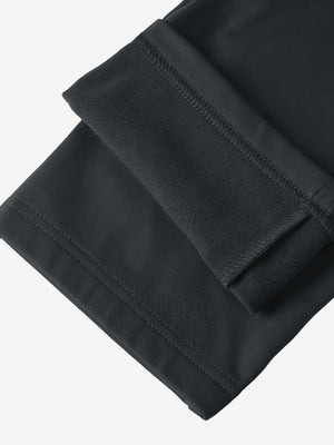 Boys Stretch Fleece Lined Casual Golf Pants in black, flat lay showing fleece lining