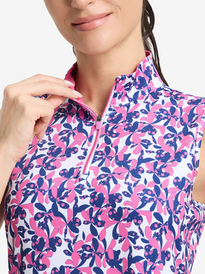 Women's Sleeveless Q-Zip Print Golf Shirts