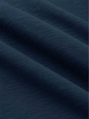 Close-up shot of soft heather knit fabric and fine textile texture, heather midlayer golf hoodies in dark blue heather