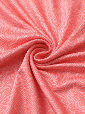 Fabric detail of Stylish print boys polo shirts with soft feel and candy pink line pattern