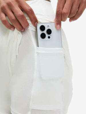 Pantalones cortos de secado rápido 2 en 1 de talle alto para mujer con 7 bolsillos