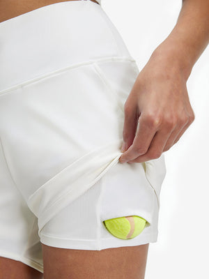 Pantalones cortos de secado rápido 2 en 1 de talle alto para mujer con 7 bolsillos