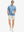 Full-body front view holding a takeaway drink cup, wearing BLUE WHITE BONEFISH Stylish Printing Summer Shirt.