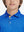 Front view of youth wearing blue swordfish performance print boys golf polo, showing collar and chest fit
