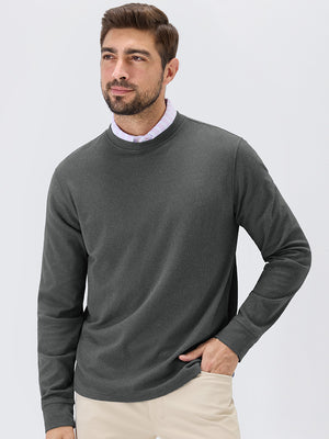 Heather Brushed Rib Knit Crewneck Sweatshirt