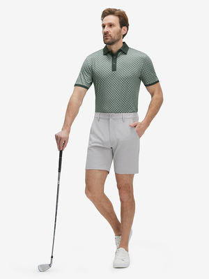 Stylish Full Print Contrast Collared Golf Polo Shirts
