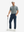Full-body front: model in grey moisture-wicking short sleeve henley shirt holding a golf club.