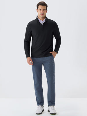 Ribbed Texture Nylon Quarter Zip Pullover