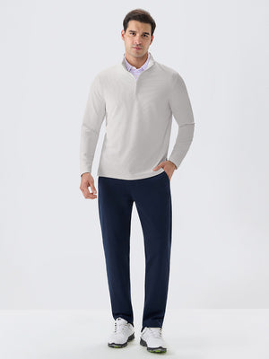 Ribbed Texture Nylon Quarter Zip Pullover