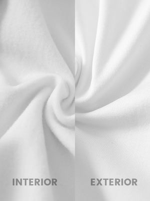 Close-up of fleece-lined fabric on women's lightweight puffer jacket, showing texture in white.
